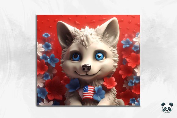 Download Patriotic Baby Wolf Cub 3D Tumbler Wrap - Premium Resources