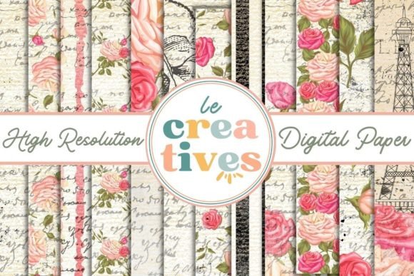 Download VINTAGE ROSES in PARIS DIGITAL PAPER - Rose Collection