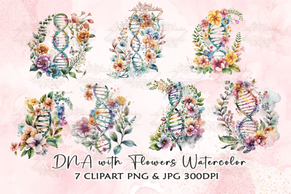 Download DNA with Flowers Watercolor Clipart - Dna Collection