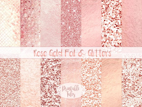 Download Rose Gold Foil &amp; Glitter Metallic Papers - Rose Collection