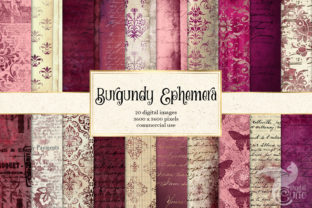 Download Burgundy Ephemera Digital Paper - Burgundy Collection