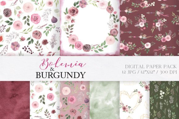Download Watercolor Burgundy Fall Flowers Clipart - Burgundy Collection