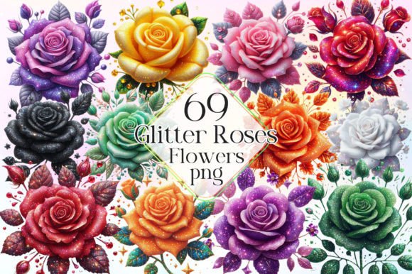 Download Glitter Roses Clipart - Flowers Clipart - Rose Collection