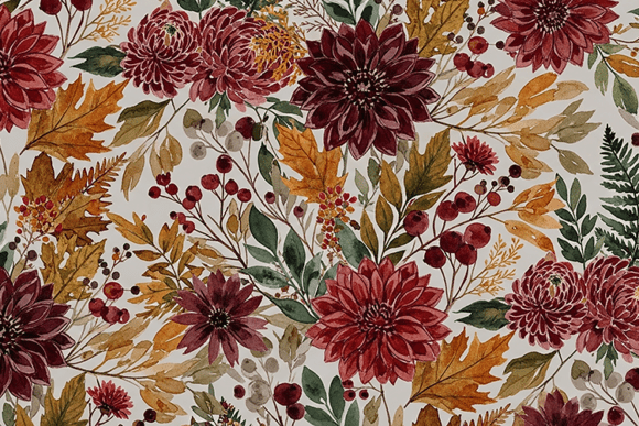 Download Burgundy Autumn Floral Pattern - Burgundy Collection