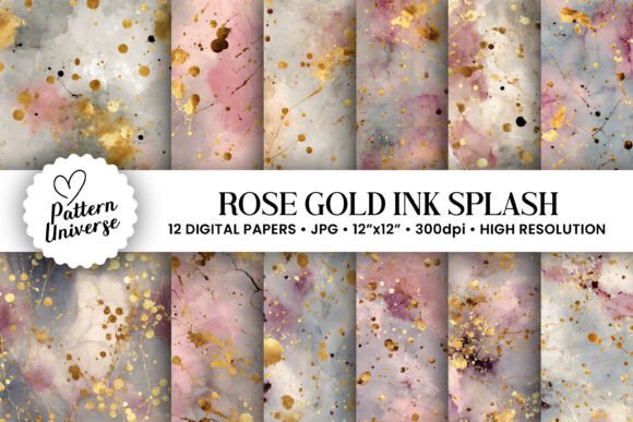Download Rose Gold Ink Splash Backgrounds - Rose Collection