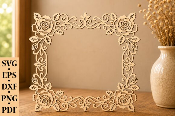 Download Rose Floral Square Frame SVG Bundle - Rose Collection