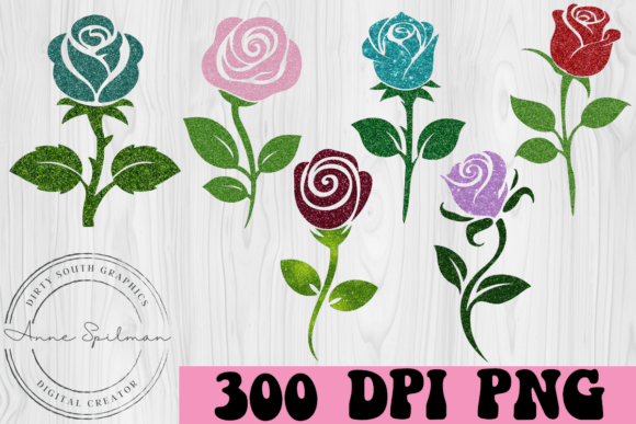 Download 6 Glitter Roses Illustration Images - Rose Collection