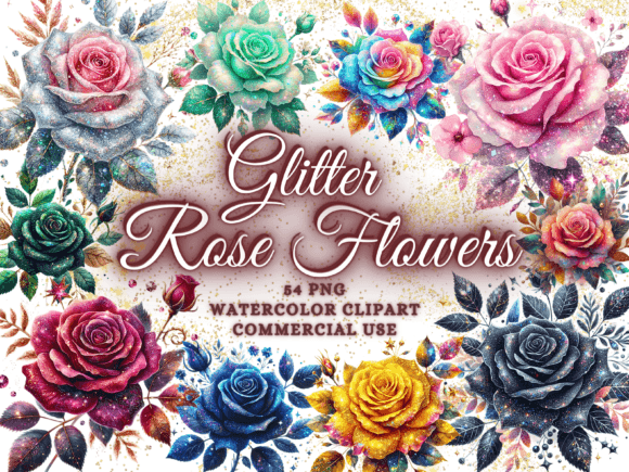Download Glitter Roses Clipart - Flowers Clipart - Rose Collection