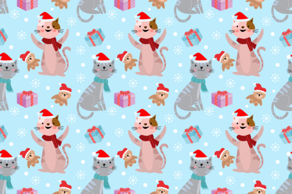 Download Cute Cat Wear Christmas Hat with Gift. - Wear Collection