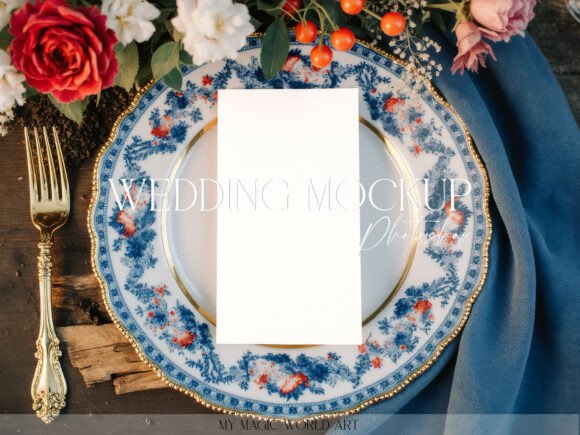Download Blue &amp; Burgundy Floral Card Mockup - Burgundy Collection