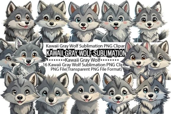 Download Kawaii Gray Wolf Sublimation Bundle - Premium Resources