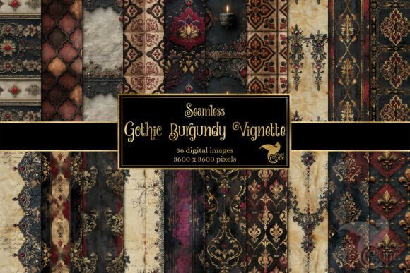 Download Gothic Burgundy Vignette Backgrounds - Burgundy Collection