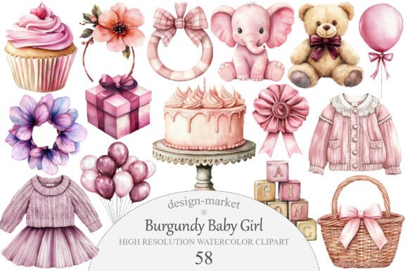 Download Burgundy Baby Girl Clipart - Burgundy Collection