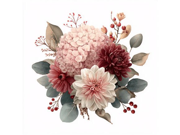 Download 12 JPG Pink Burgundy Floral Set - Burgundy Collection
