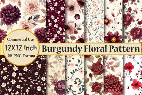 Download Burgundy Floral Seamless Pattern - Burgundy Collection