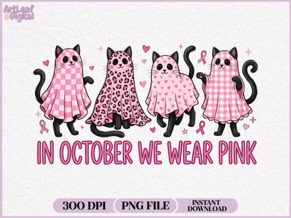 Download In October We Wear Pink Black Cat PNG - Wear Collection