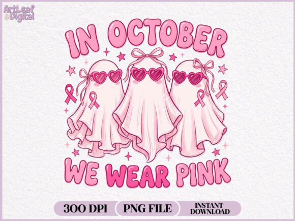 Download In October We Wear Pink Ghost PNG - Wear Collection